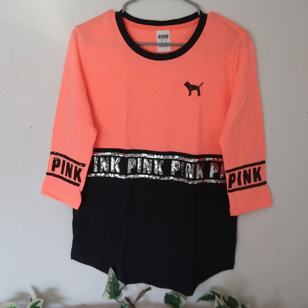 Pink VS Coral 3/4 Sleeve Crewneck like Shirt